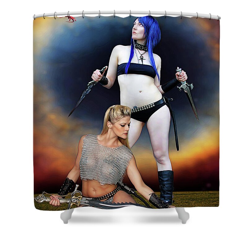 Fantasy Shower Curtain featuring the photograph Amazon Of Sky God by Jon Volden