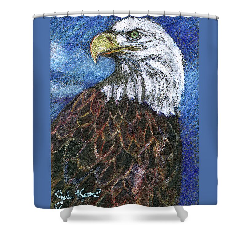 Eagle Shower Curtain featuring the drawing American Bald Eagle by John Keaton