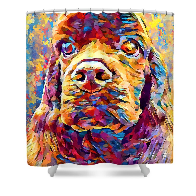 Cocker Spaniel Shower Curtain featuring the painting American Cocker Spaniel by Chris Butler
