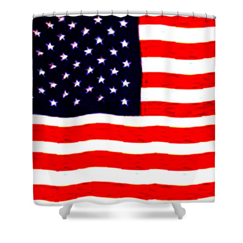 Flag Shower Curtain featuring the digital art American Flag by Karen Zuk Rosenblatt