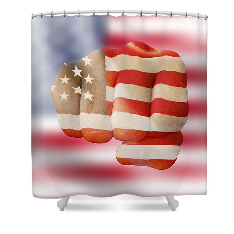 America Shower Curtain featuring the photograph American Flag - Stay Strong USA by Amelia Pearn