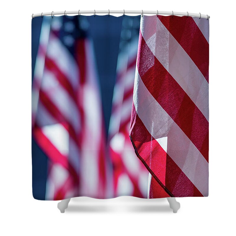 Flag Shower Curtain featuring the photograph American Flags 2 by Amelia Pearn