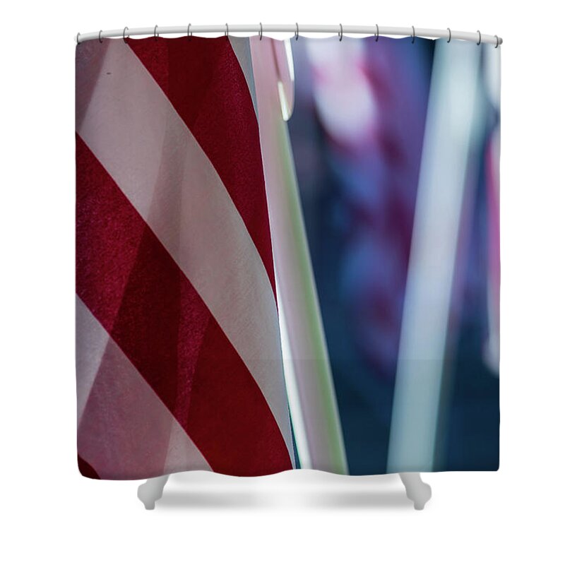 Flag Shower Curtain featuring the photograph American Flags 3 by Amelia Pearn