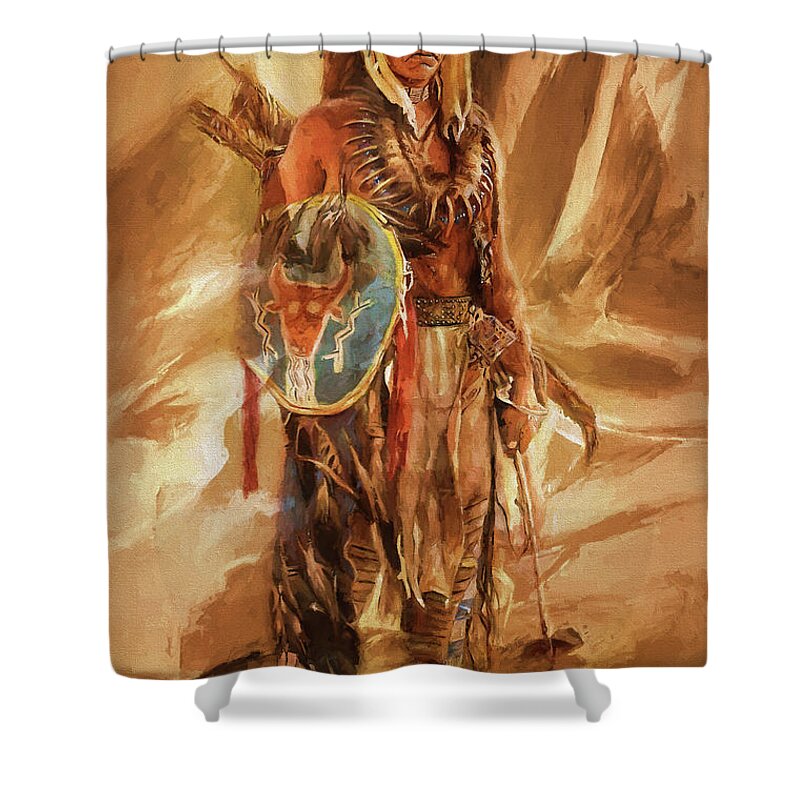 Nativeamericam Shower Curtain featuring the painting American indians by gullgee by Gull G