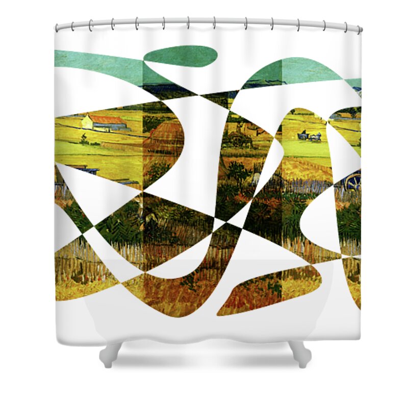Abstract In The Living Room Shower Curtain featuring the digital art American Intellectual 13 by David Bridburg