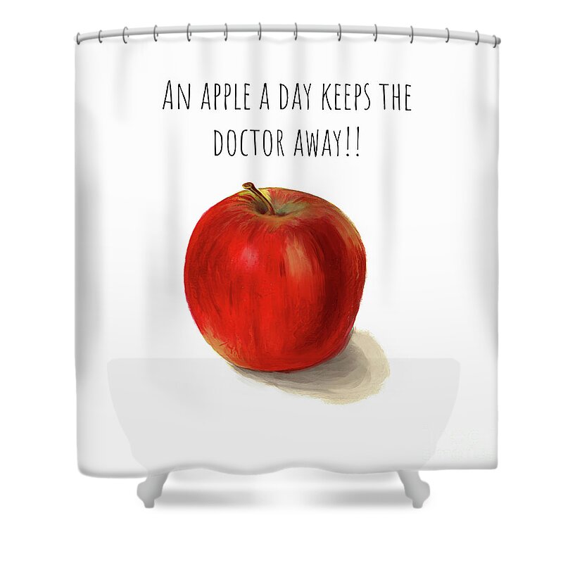 Apple Shower Curtain featuring the mixed media An Apple A Day by Tina LeCour