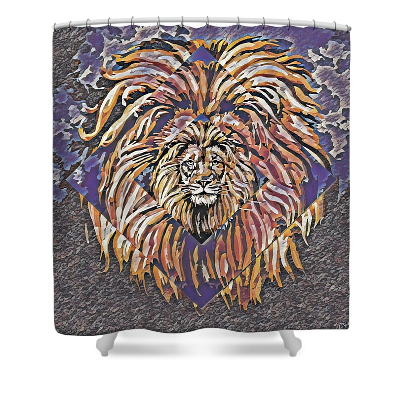 Lion Shower Curtain featuring the digital art an Leon by Christina Rick