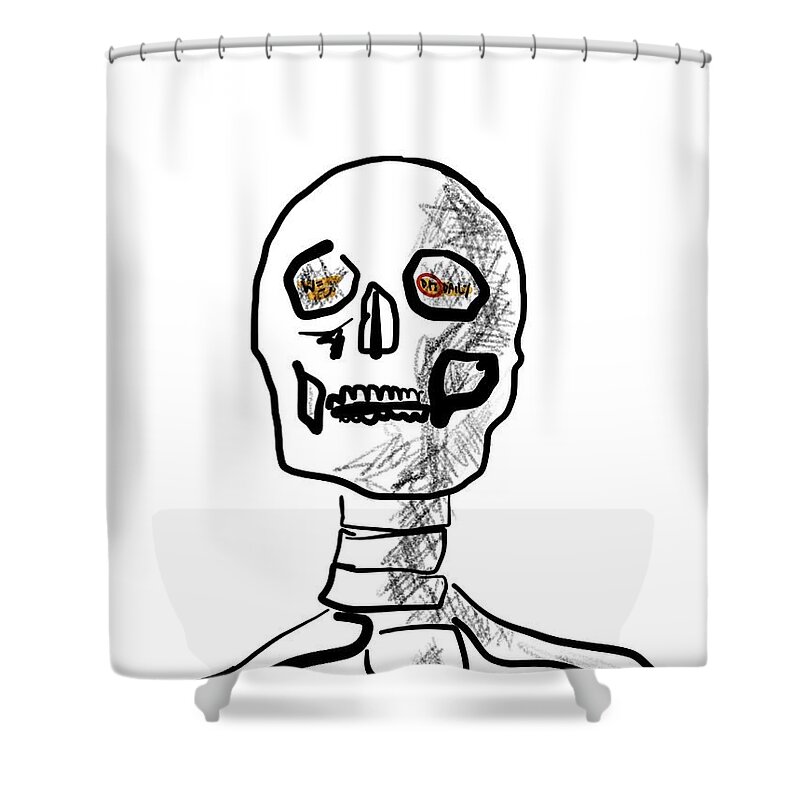  Shower Curtain featuring the mixed media Anatomy 101 by Oriel Ceballos