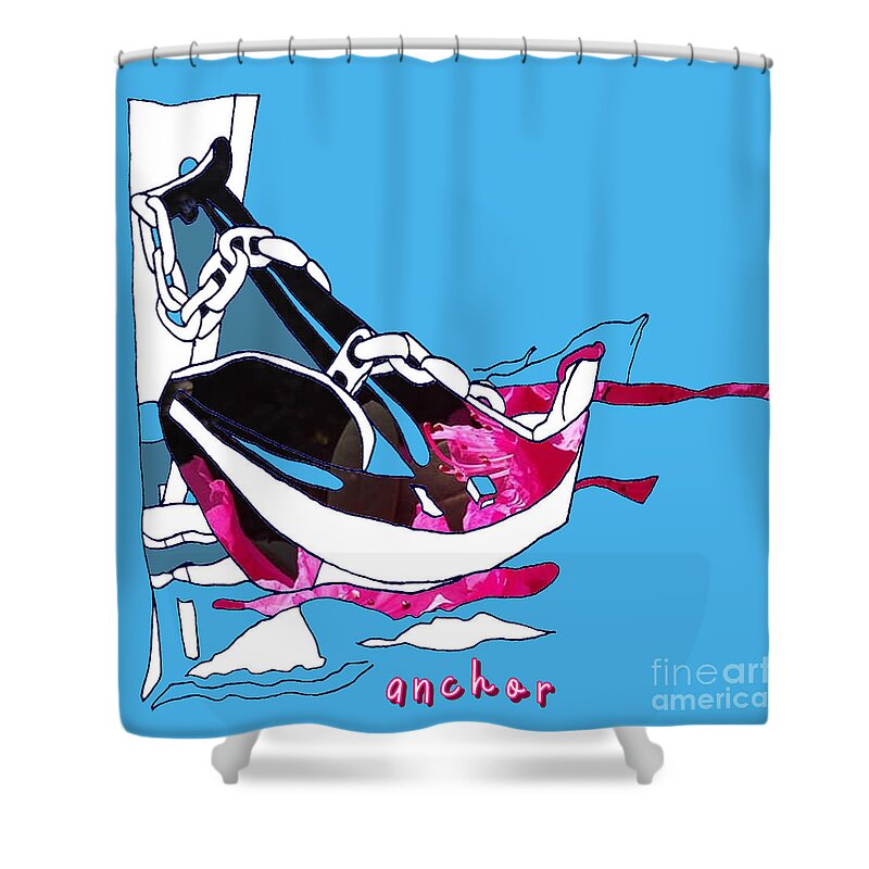 Drawing And Photography Shower Curtain featuring the drawing Anchor by Carol Rashawnna Williams