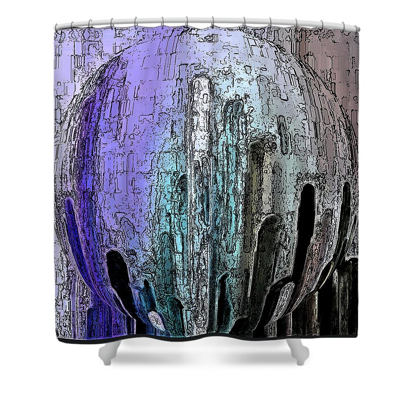 Digital Shower Curtain featuring the digital art Ancient Globe No.1 by Ronald Mills