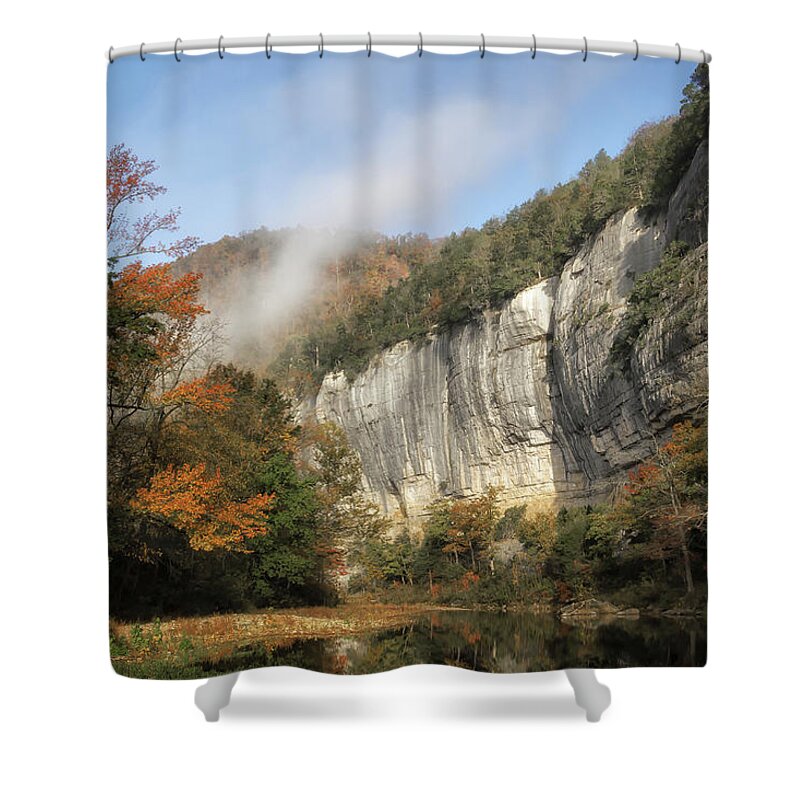 Buffalo River Shower Curtain featuring the photograph And the Fog Lifts by James Barber