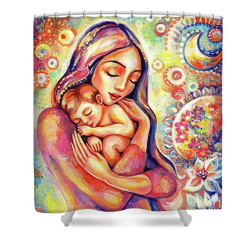 Mother And Child Shower Curtain featuring the painting Angel Dream by Eva Campbell