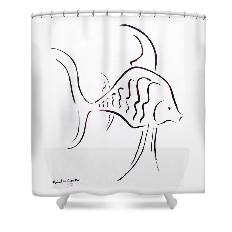 Fish Shower Curtain featuring the drawing Angel by Micah Guenther