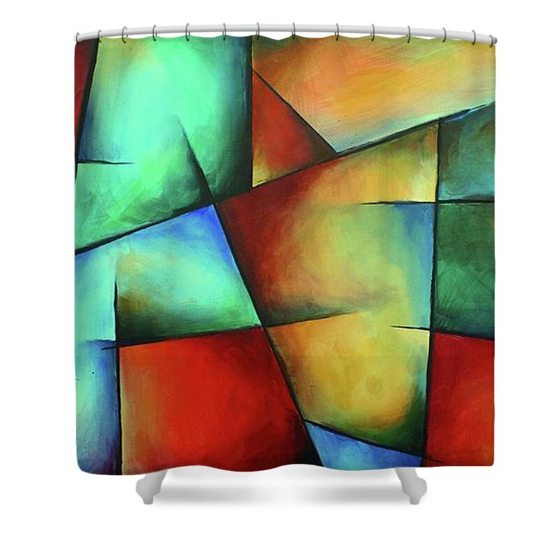 Abstract Shower Curtain featuring the painting Angel by Michael Lang
