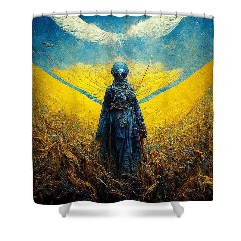 Angel Of Peace Shower Curtain featuring the painting Angel of Peace by Vart