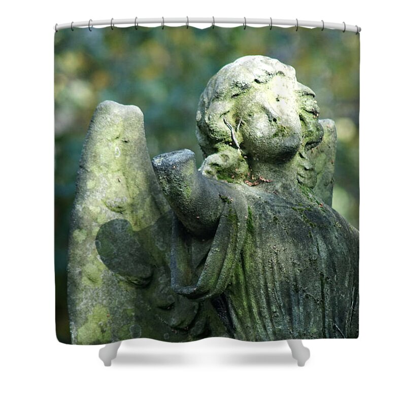 Cemetery Shower Curtain featuring the photograph Angel On A Cemetery by Jolly Van der Velden