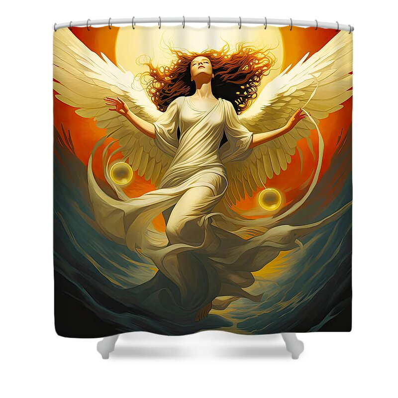 Angel Shower Curtain featuring the painting Angel Orbs by Tessa Evette