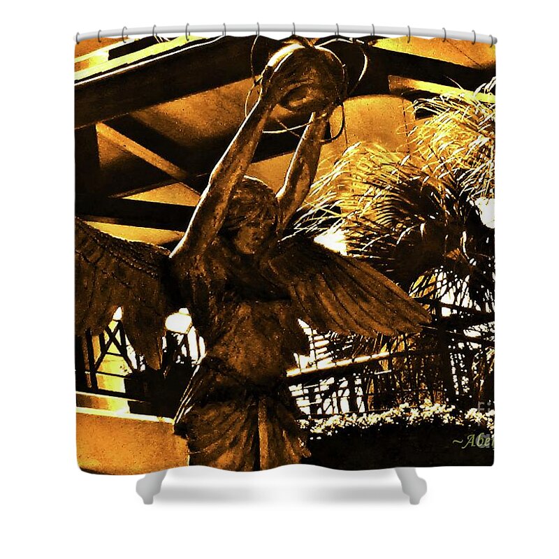 Golden Shower Curtain featuring the photograph Angel with the Golden Disposition by Aberjhani
