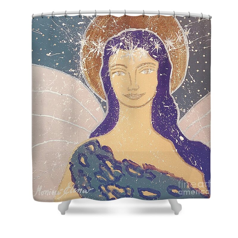 Angel Shower Curtain featuring the painting Angel Yadira by Monica Elena