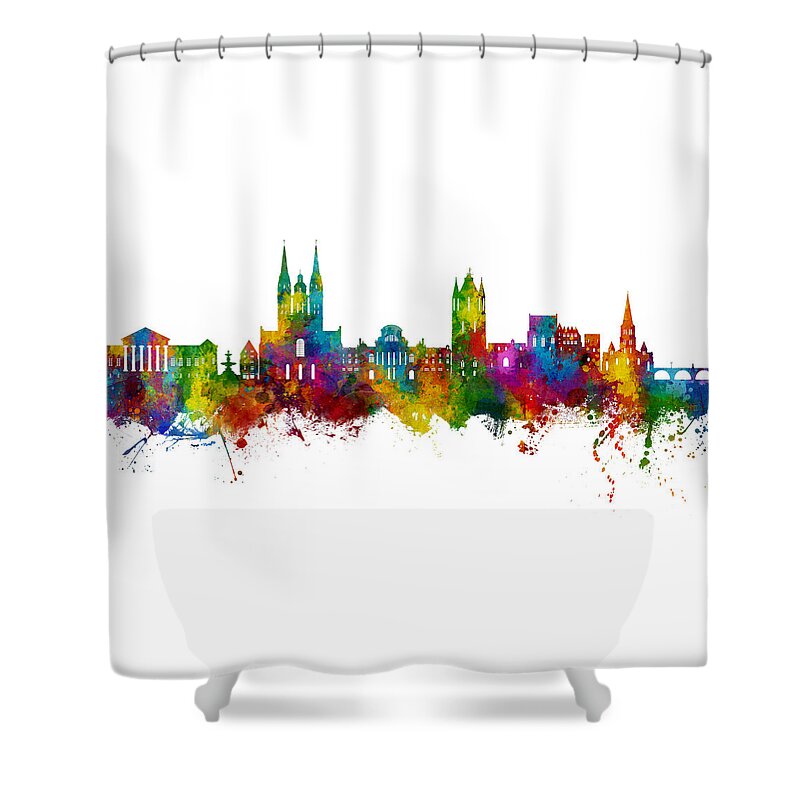 Angers Shower Curtain featuring the digital art Angers France Skyline #58 by Michael Tompsett