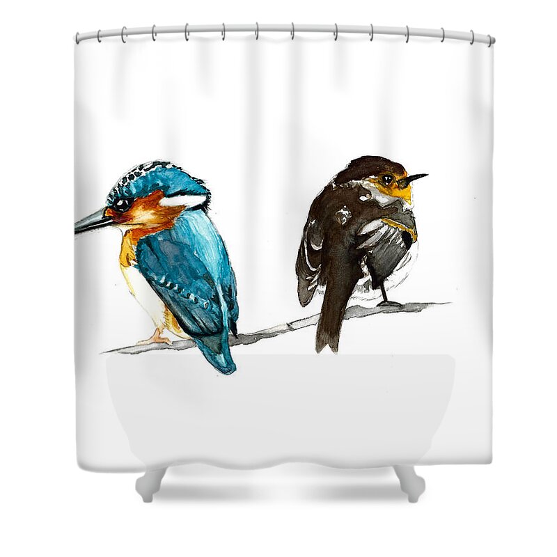 King Shower Curtain featuring the painting Angry Couple by Pamela Schwartz