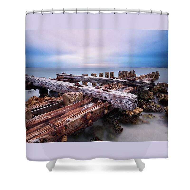 Coquina Beach Shower Curtain featuring the photograph Anna Maria Peaceful Sunset Clouds by Mark Rogers