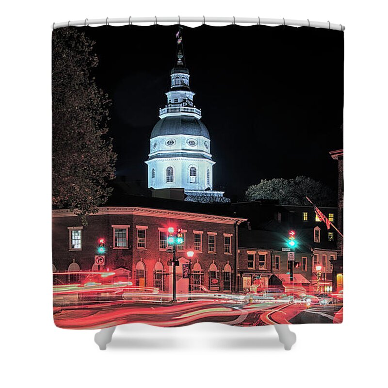 Maryland Shower Curtain featuring the photograph Annapolis Christmas 09 by Robert Fawcett