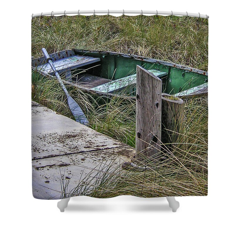 Boat Shower Curtain featuring the photograph Things you find on the beach by Leslie Struxness