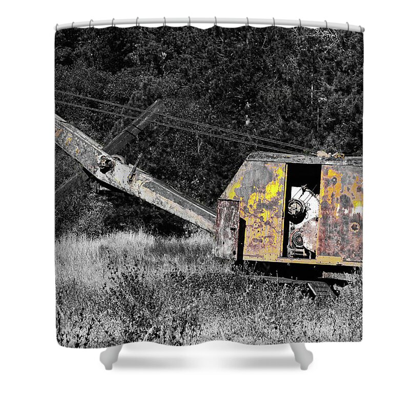  Shower Curtain featuring the digital art Antica Backhoe by Fred Loring