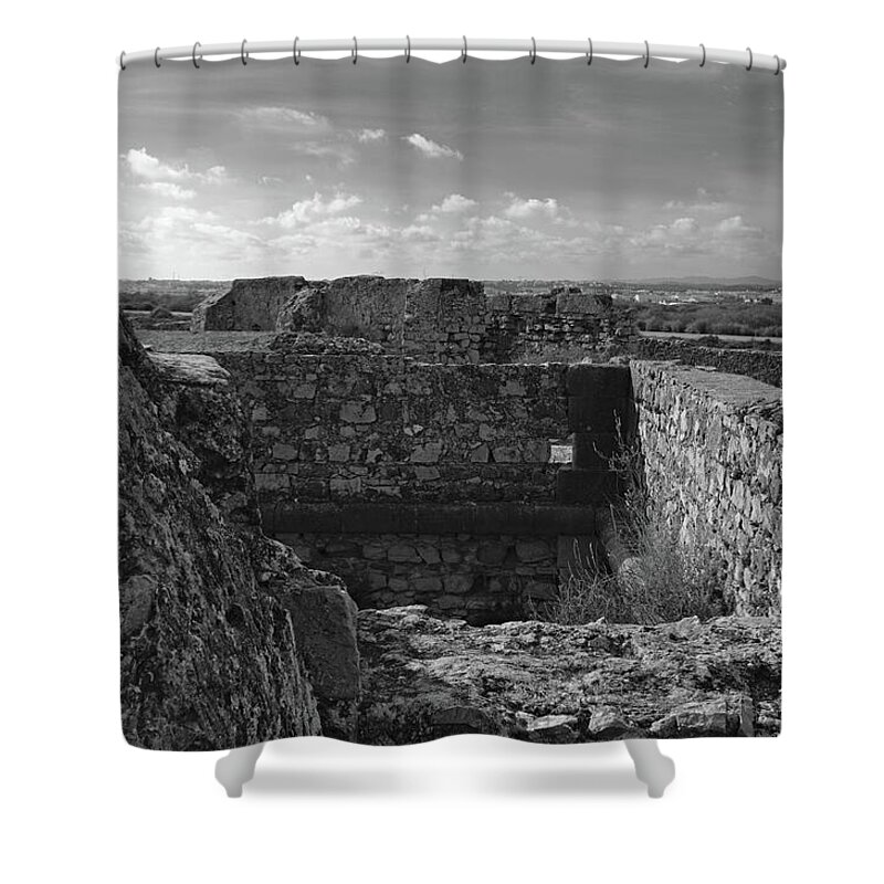 Forte Do Rato Shower Curtain featuring the photograph Antique Walls of Rato Fort in Tavira by Angelo DeVal