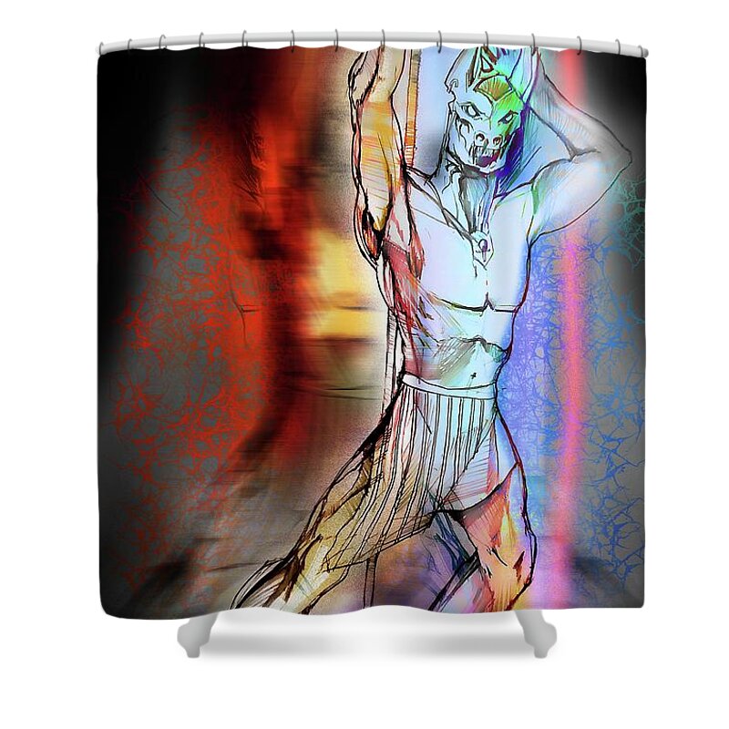  Shower Curtain featuring the painting Anubis by John Gholson