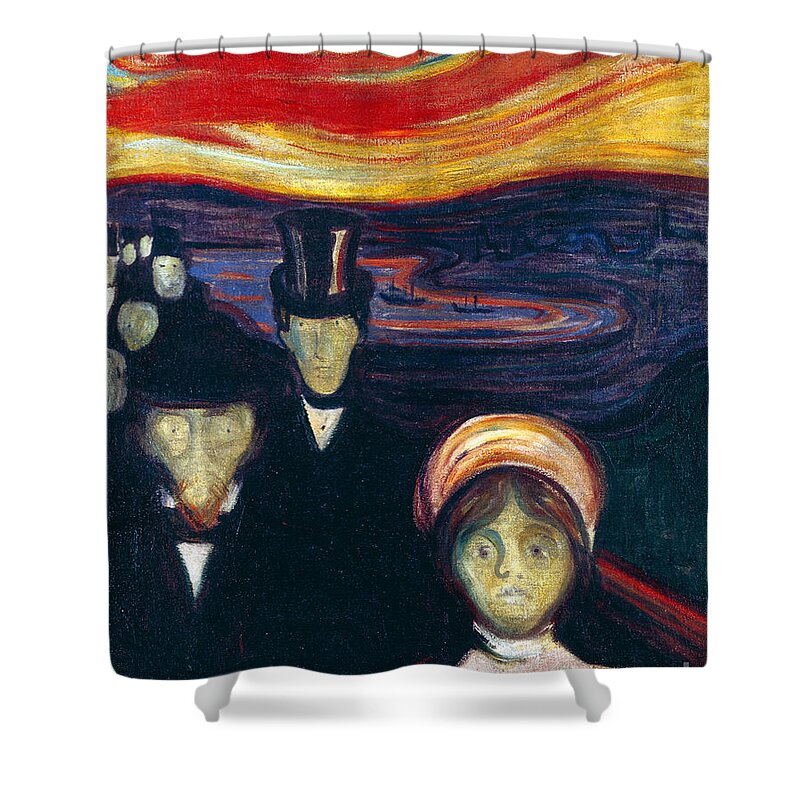 Anxiety Shower Curtain featuring the painting Anxiety, 1894 By Edvard Munch by Edvard Munch