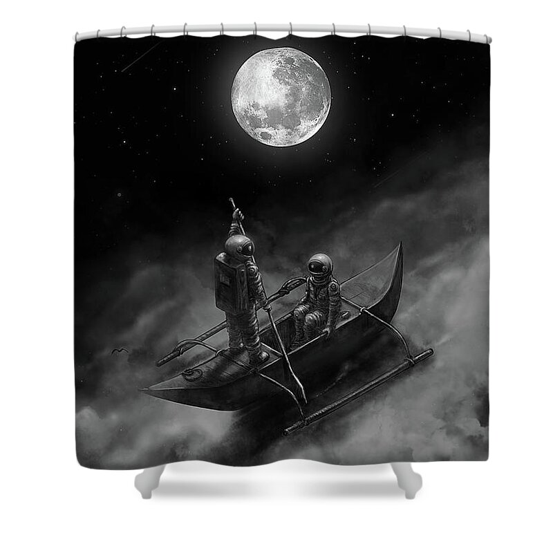 Space Shower Curtain featuring the digital art Anywhere With You by Nicebleed