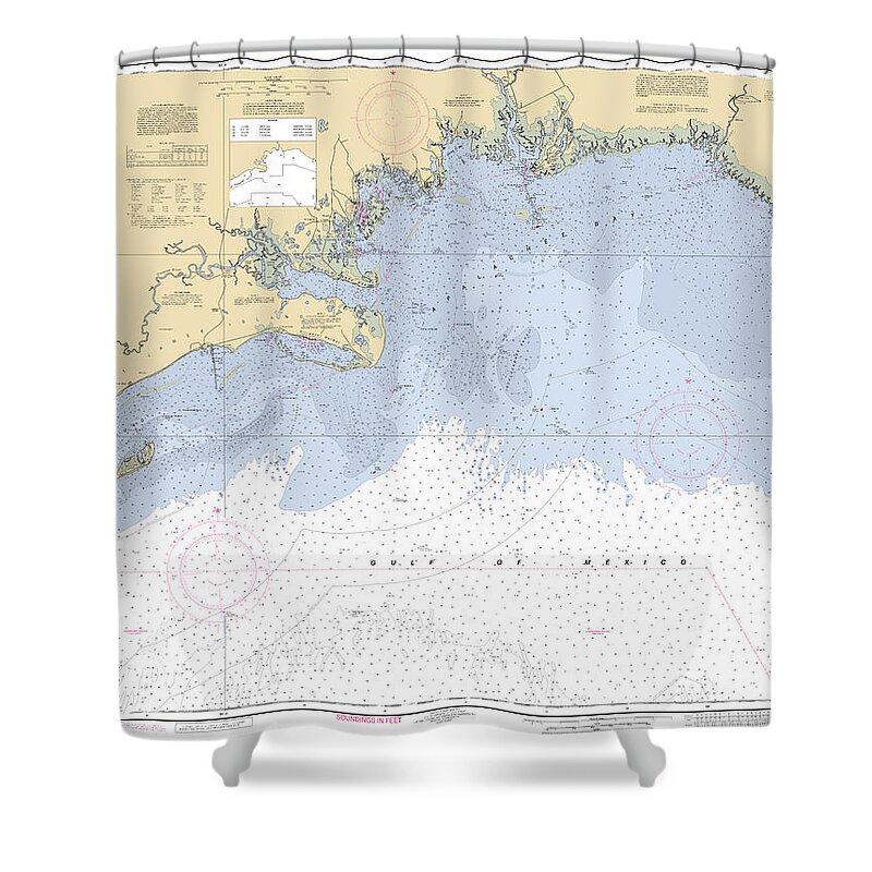 Apalachee Bay Shower Curtain featuring the digital art Apalachee Bay, NOAA Chart 11405 by Nautical Chartworks