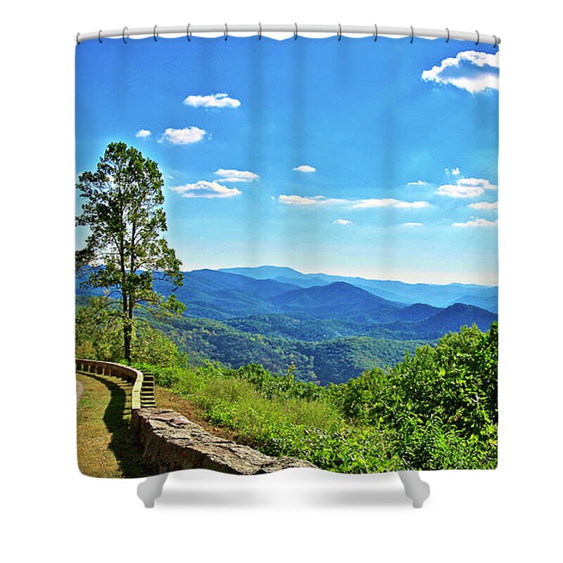 Mountain Overlook Shower Curtain featuring the photograph Appalachian Mtn Range Panoramic View by The James Roney Collection