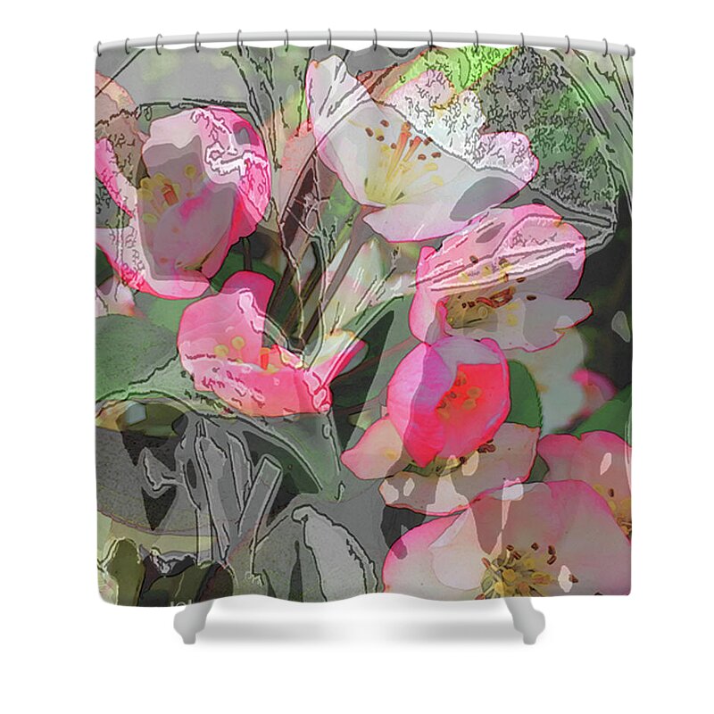 Flowers Shower Curtain featuring the digital art Apple Blooms at Easter by Nancy Olivia Hoffmann