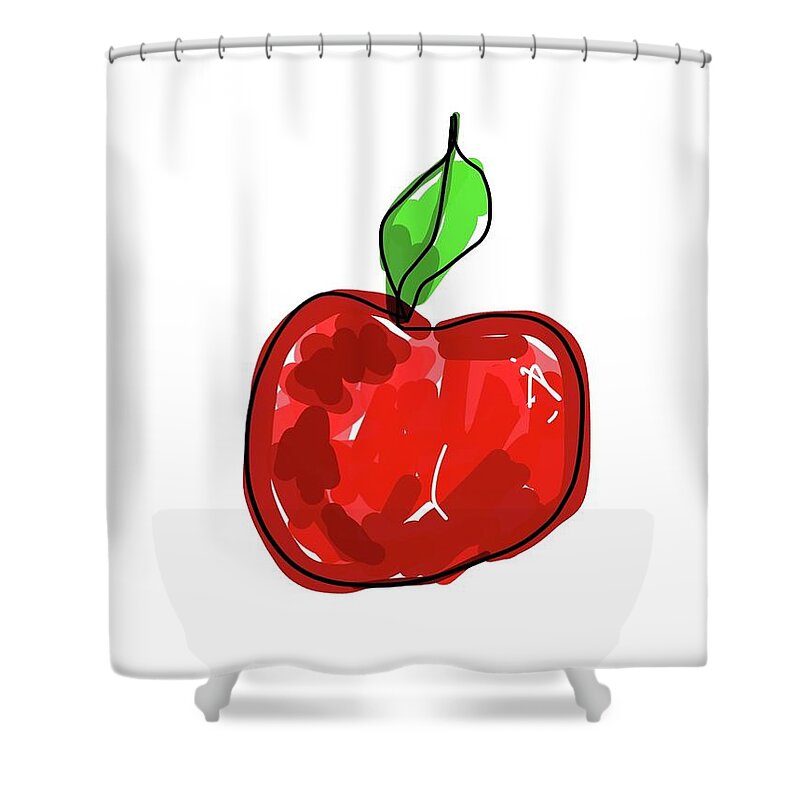  Shower Curtain featuring the painting Apple by Oriel Ceballos