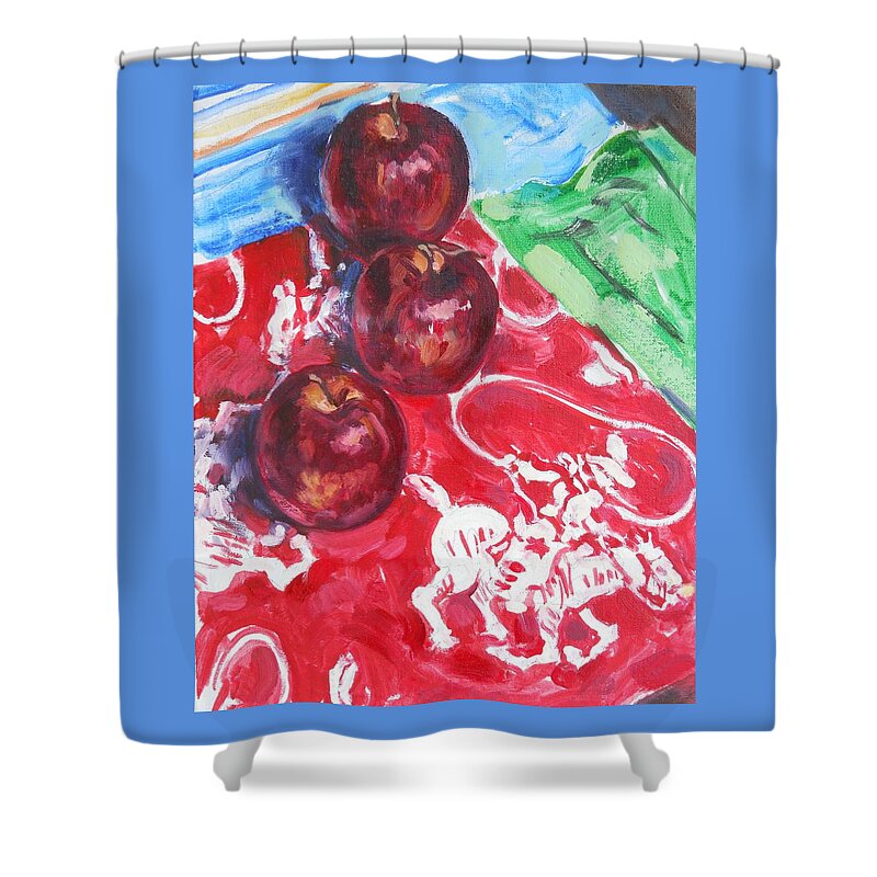Apple Shower Curtain featuring the painting Apple Round-up by Thomas Dans
