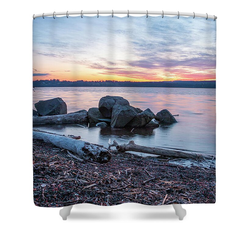 Hudson River Shower Curtain featuring the photograph April Fools Sunrise on the Hudson by Jeff Severson