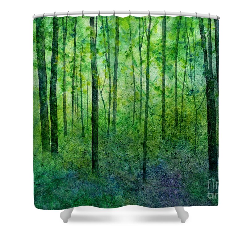 Green Shower Curtain featuring the painting April Hues by Hailey E Herrera