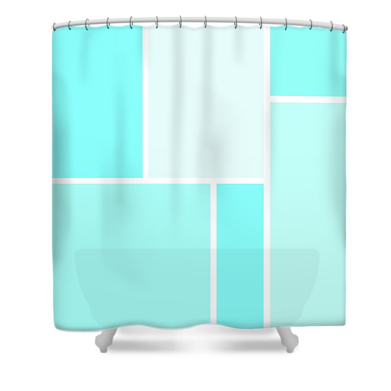 Aqua Shower Curtain featuring the digital art Aqua Color Block Art by Nancy Merkle