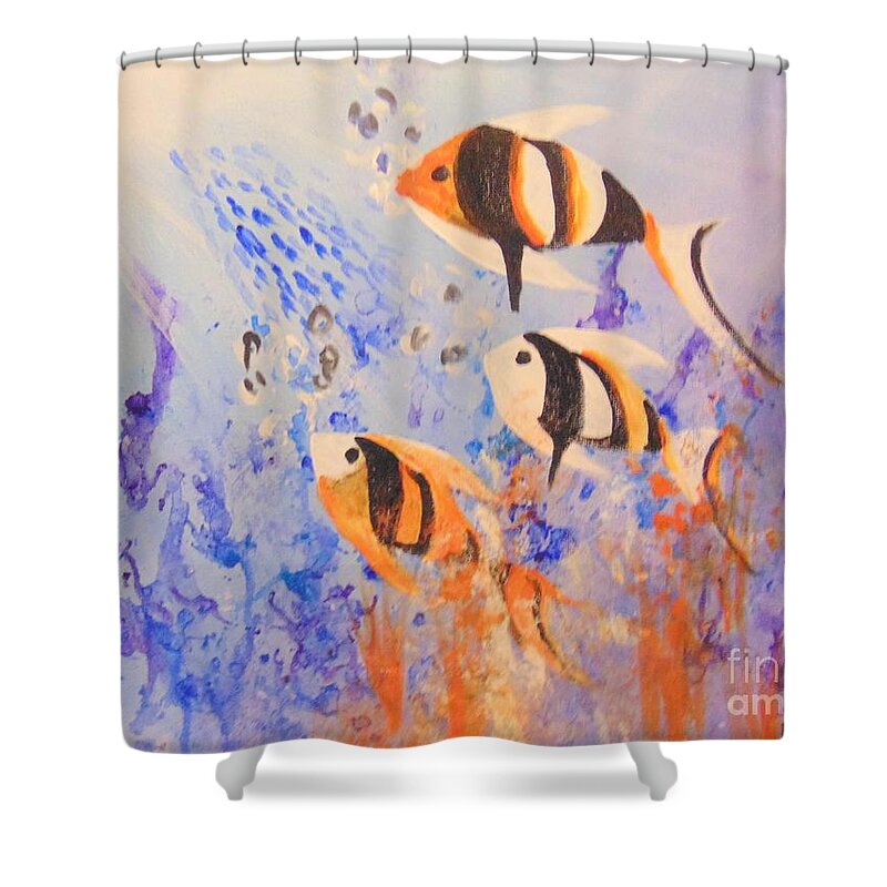 Fish Shower Curtain featuring the painting Aquarium by Saundra Johnson