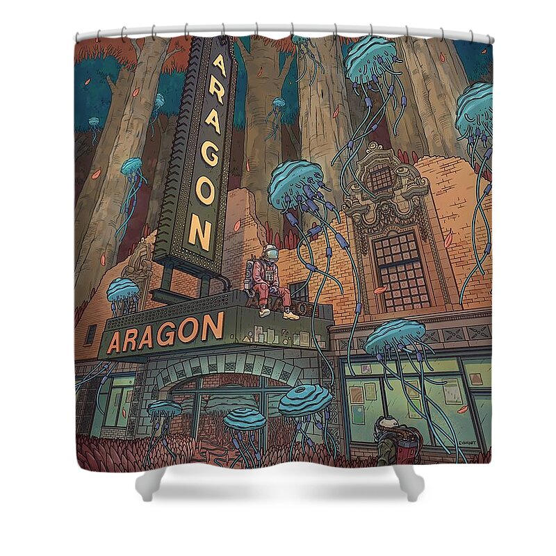 Chicago Shower Curtain featuring the digital art Aragon Ballroom by EvanArt - Evan Miller