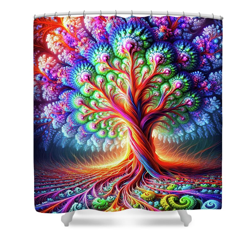 Fractal Tree Shower Curtain featuring the photograph Arboreal Symphony in Fractal Major by Bill and Linda Tiepelman