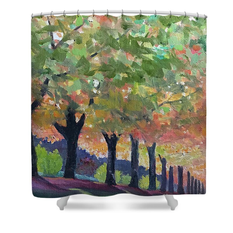 Arboretum Shower Curtain featuring the painting Arboretum by Anne Marie Brown