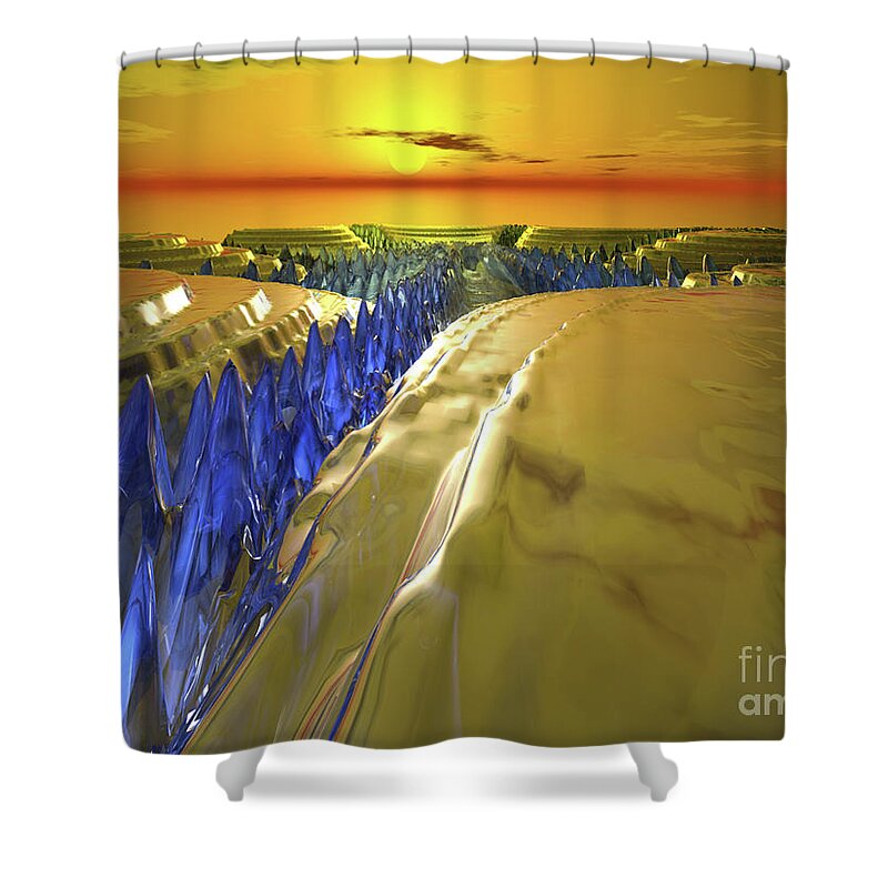 Three Dimensional Shower Curtain featuring the digital art Arctic Fractal Glacier by Phil Perkins