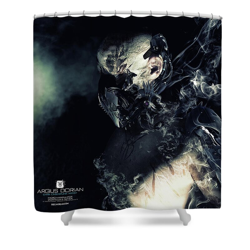 Dark Art Shower Curtain featuring the digital art Argus Dorian by Argus Dorian