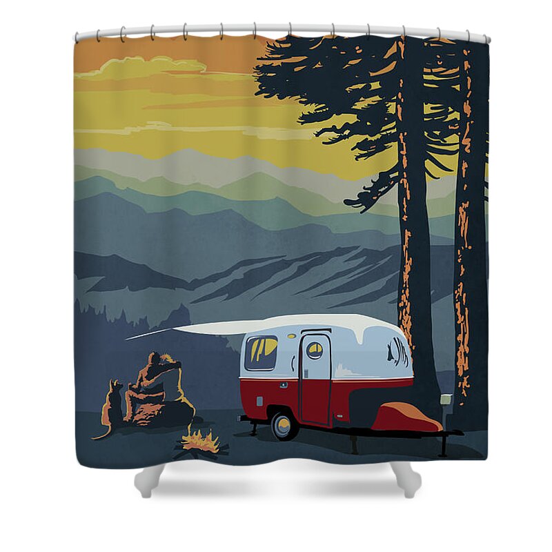 Retro Travel Shower Curtain featuring the painting Armadillo by Sassan Filsoof