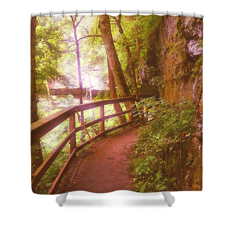 Mammoth Cave National Park Shower Curtain featuring the photograph Around the Dark Forest Bend by Stacie Siemsen