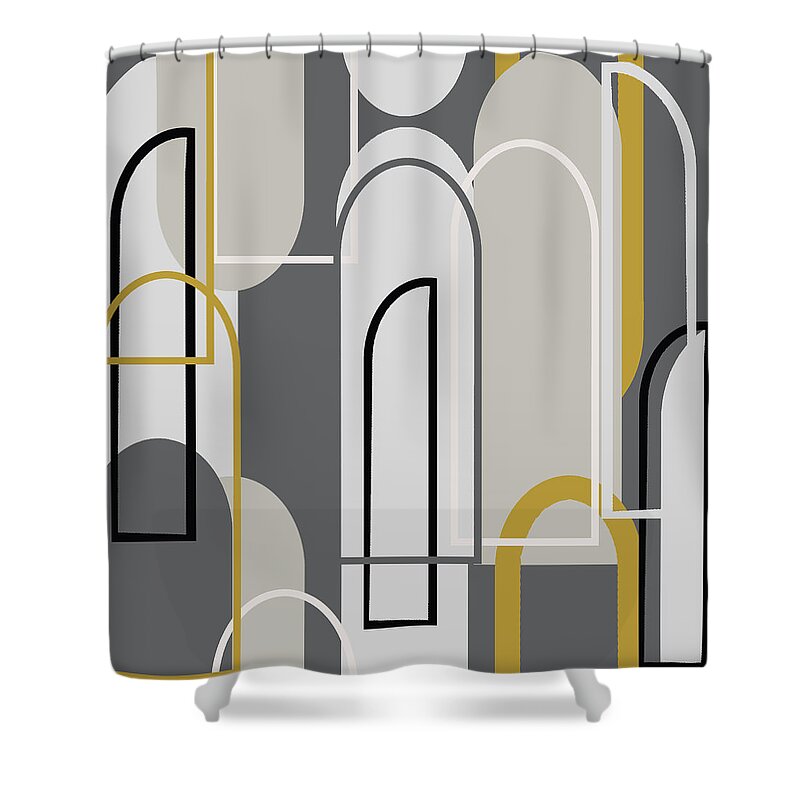 Arch Shower Curtain featuring the digital art Art Deco Arch Window Pattern 3500x3500 seamless repeat by Sand And Chi